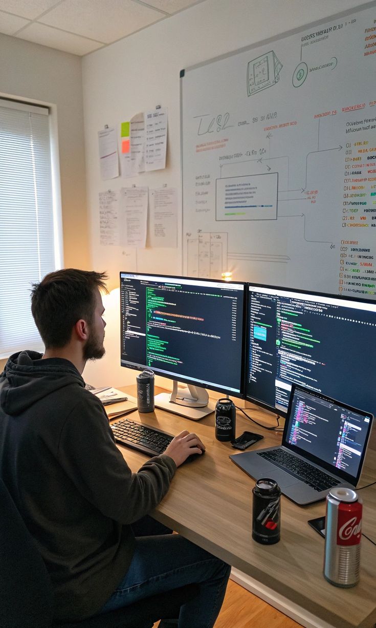 A person meditating in a modern, calm environment